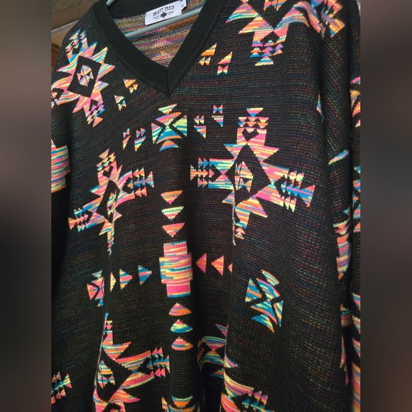 Womens CRAZY TRAIN V Neck Sweater Western Southwest Style Sz. XL EUC! - Picture 2 of 4